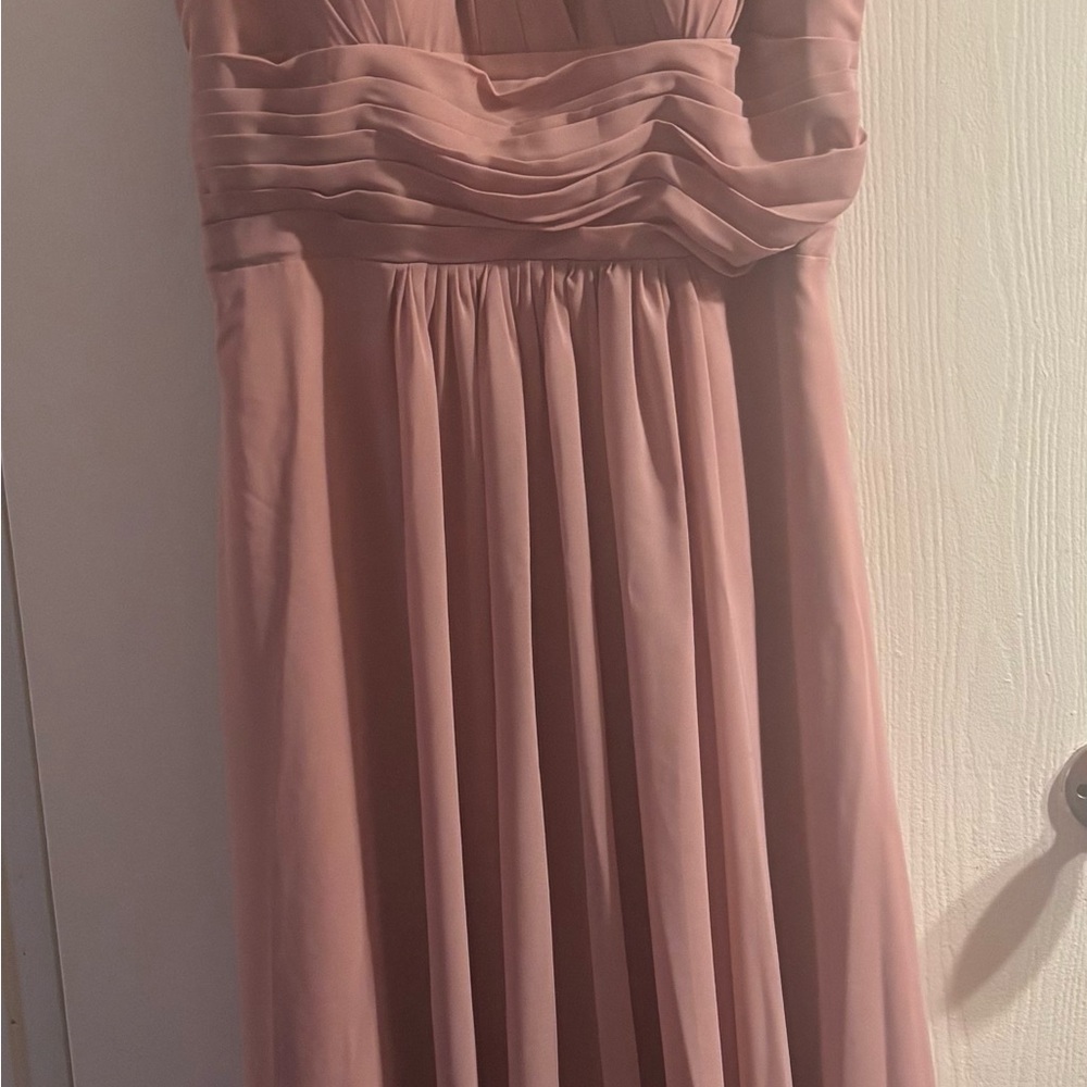 David's Bridal Blush Chiffon Bridesmaid Dress
